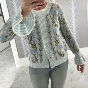 So Me Women's Blue and Green Floral Cardigan